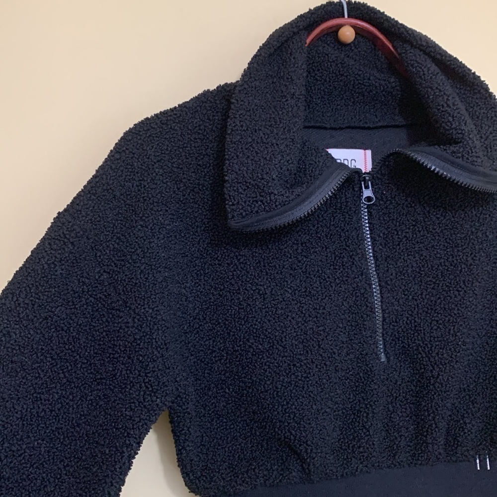 Urban Outfitters Black BDG NWT New Leaf Quarter-Zip Cropped Sweater Jacket Top S - Picture 6 of 17